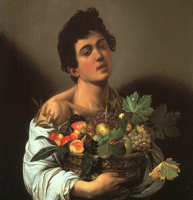 Caravaggio Youth with a Flower Basket