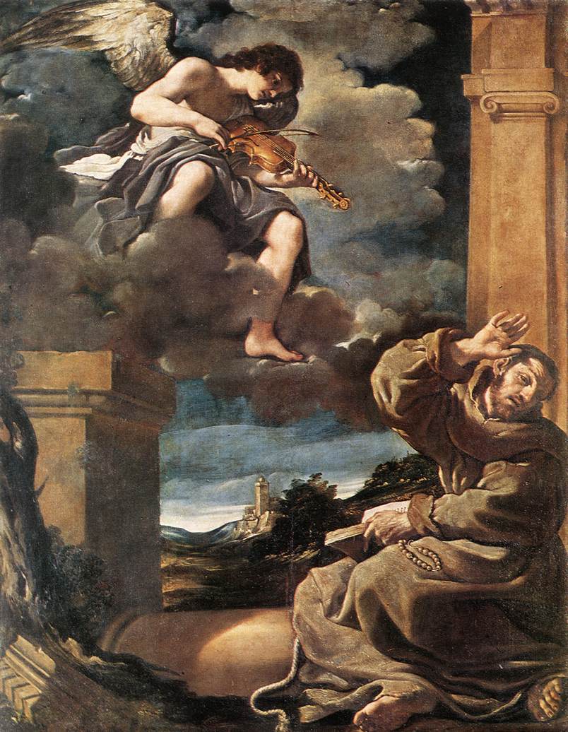 GUERCINO St Francis with an Angel Playing Violin sdg