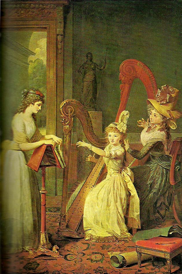 mauzaise princess adelaide dorleans taking aharp lesson with mme de genlis, c.