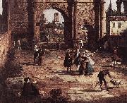 Canaletto, Rome: The Arch of Constantine (detail) fd
