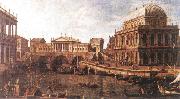 Canaletto Capriccio: a Palladian Design for the Rialto Bridge, with Buildings at Vicenza Sweden oil painting reproduction