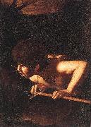 Caravaggio, St John the Baptist at the Well ty