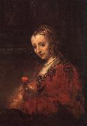 Rembrandt Lady with a Pink Sweden oil painting reproduction