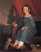 Anonymous Girl with A Grey Cat Norge oil painting reproduction