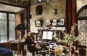 puccini, puccini at home in the music room of his villa at torre del lago