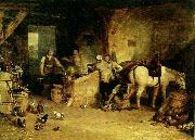 J.M.W.Turner a country blacksmith disputing upon the price of i ron and the price charged to the butcher for shoeing his poney