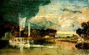 J.M.W.Turner, the thames at isleworth with pavilion and syon ferry
