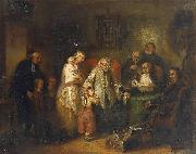 Anonymous, Young widow and four children at the opening of the last will