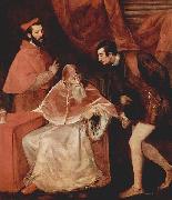 Titian, Portrat des Papstes Paulus III mit Kardinal Alessandro Farnese und Herzog Ottavio Farnese.
