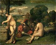 Giorgione Concerr Champetre (mk08) Norge oil painting reproduction