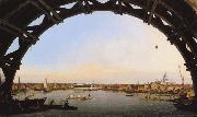 Canaletto Panorama di Londra attraverso un arcata del ponte di Westminster (mk21) Norge oil painting reproduction