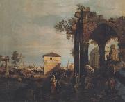 Canaletto Paesaggio con rovine (mk21) Norge oil painting reproduction