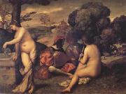 Giorgione Fete champetre(Concerto in the Country) (mk14) Germany oil painting reproduction