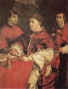 Raphael, Pope Leo X with Cardinals Giulio de'Medici and Luigi de'Rossi