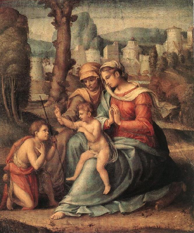 BACCHIACCA Madonna with Child, St Elisabeth and the Infant St John the Baptist Norge oil painting art