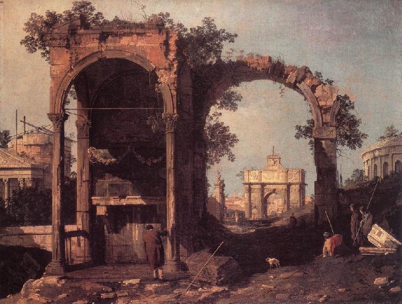 Canaletto Capriccio: Ruins and Classic Buildings ds Germany oil painting art