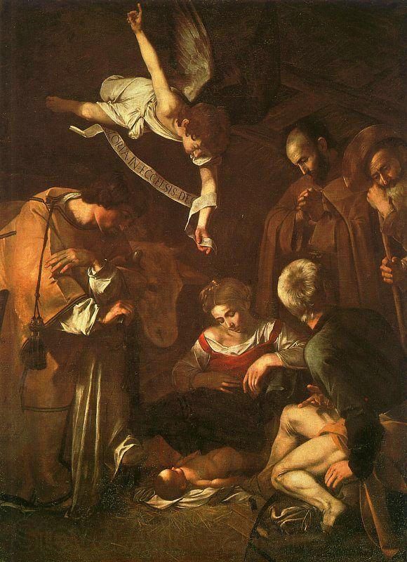 Caravaggio The Nativity with Saints Francis and Lawrence