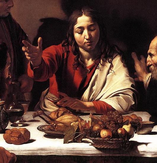 Caravaggio Supper at Emmaus (detail) fg Norge oil painting art