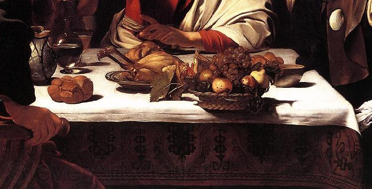 Caravaggio Supper at Emmaus (detail) fdg Spain oil painting art