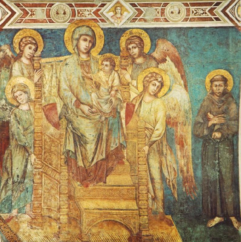 Cimabue Madonna Enthroned with the Child, St Francis and four Angels dfg Norge oil painting art