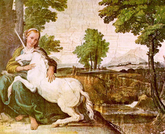 Domenichino The Maiden and the Unicorn Norge oil painting art