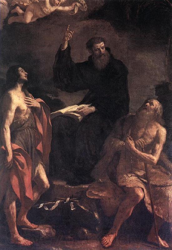 GUERCINO St Augustine, St John the Baptist and St Paul the Hermit hf Spain oil painting art