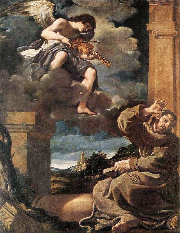 GUERCINO St Francis with an Angel Playing Violin sdg Spain oil painting art