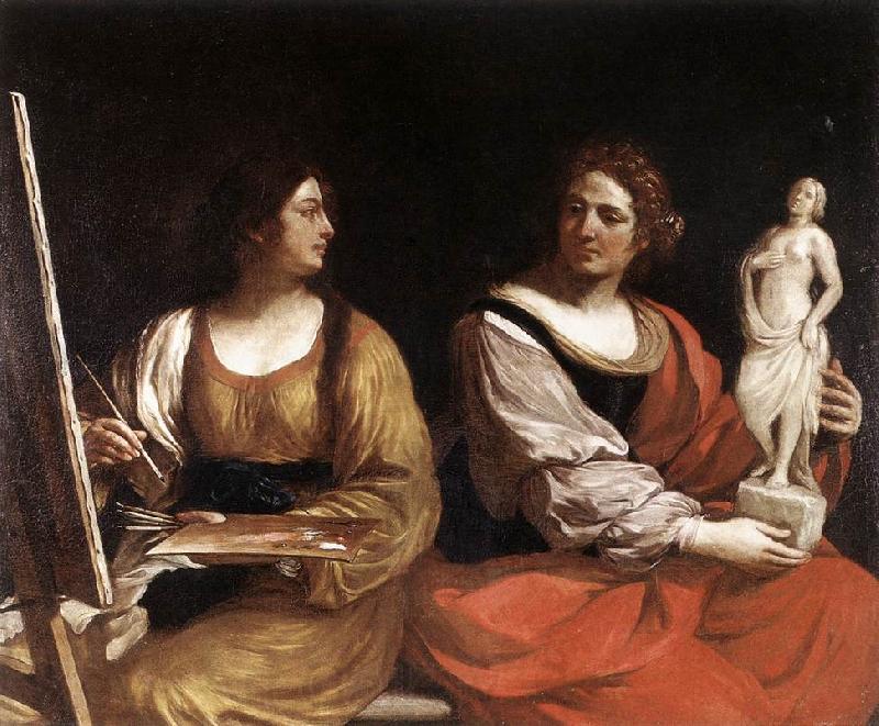 GUERCINO Allegory of Painting and Sculpture sdg Norge oil painting art