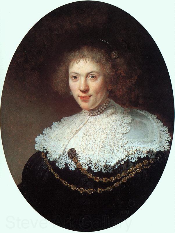 Rembrandt Woman Wearing a Gold Chain Spain oil painting art