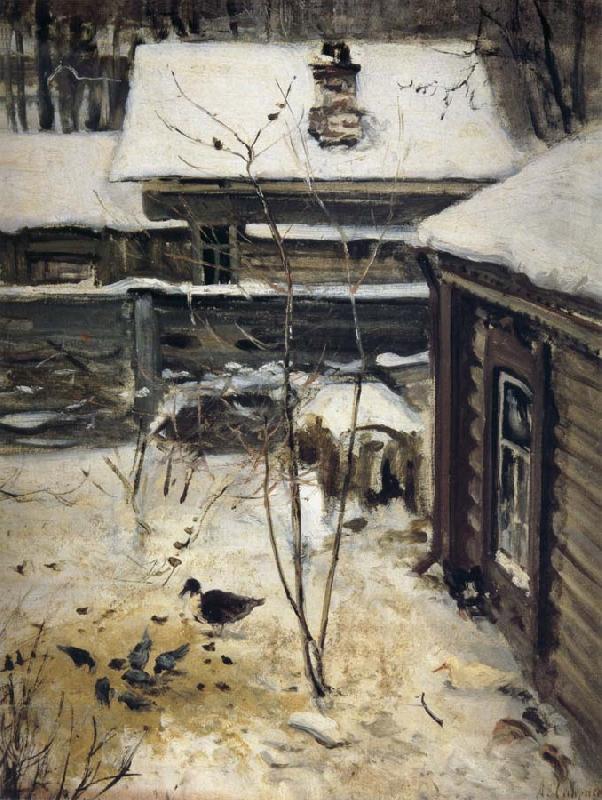A.K.Cabpacob Yard-Winter Norge oil painting art