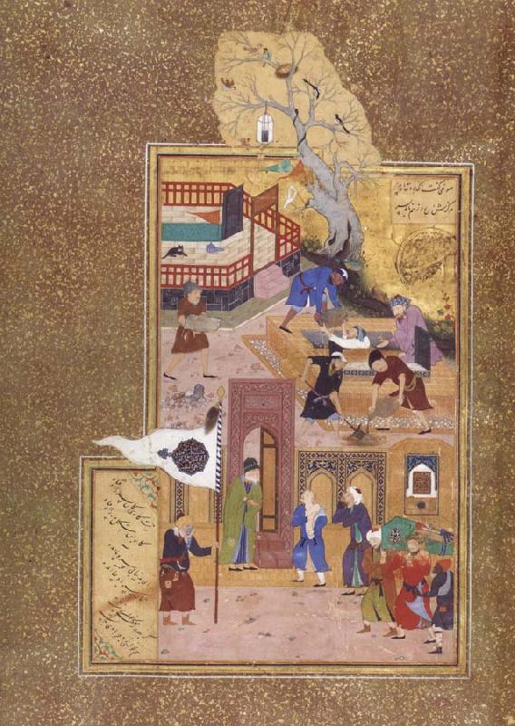 Bihzad A holy personage at the gate of a shrine consoles a son over his father-s death Spain oil painting art