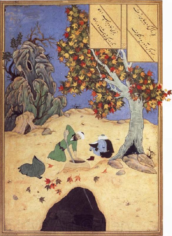 Bihzad The saintly Bishr fishes up the corpse of the blaspheming Malikha from the magic well which is the fount fo life Spain oil painting art