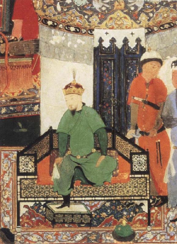 Bihzad Timur enthroned and holding the white kerchief of rule Norge oil painting art