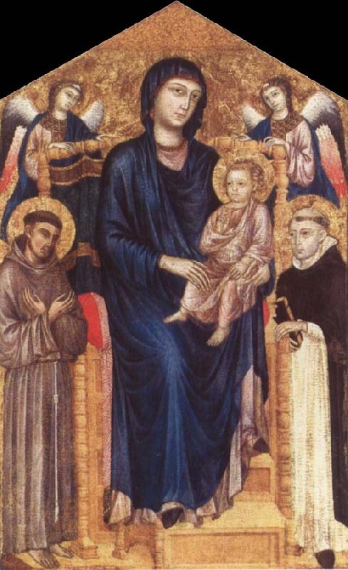 Cimabue Madonna and Child Enthroned with Two Angels and Ss. Francis and Dominic Norge oil painting art
