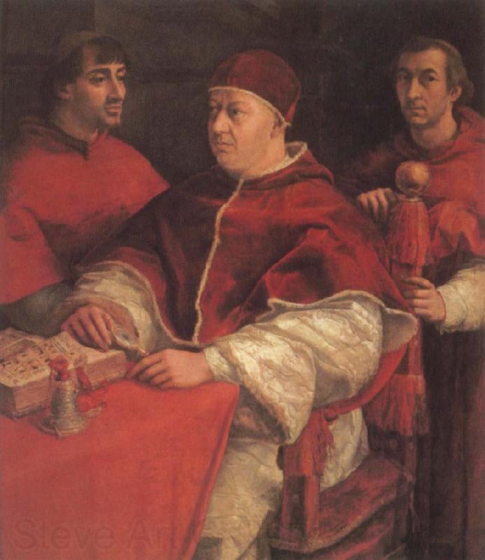 Raphael Portrait of Pope Leo X with Cardinals Guillo de Medici and Luigi de Rossi Germany oil painting art