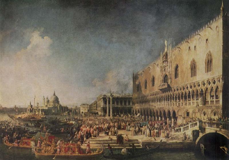 Canaletto The Arrival of the French Ambassador in Venice Norge oil painting art