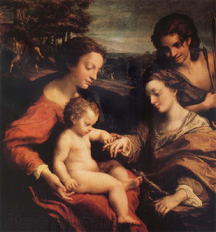Correggio The marriage mistico of Holy Catalina with San Sebastian Spain oil painting art