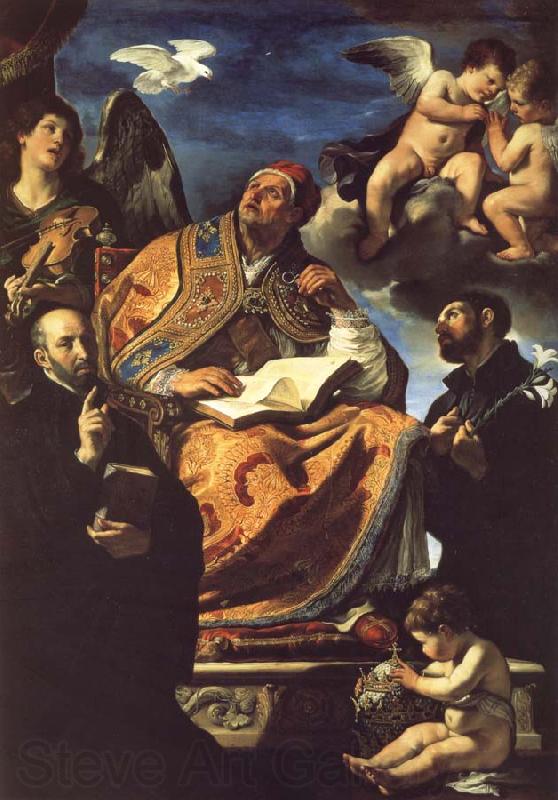 GUERCINO Saint Gregory the Great with Saints Ignatius Loyola and Francis Xavier Spain oil painting art