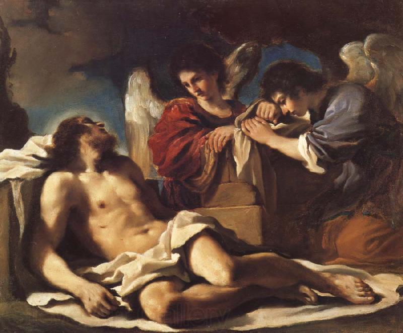 GUERCINO The Dead Christ Mourned by two Angels Spain oil painting art