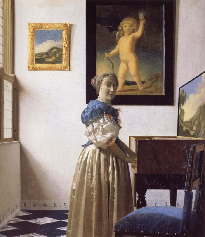 JanVermeer A Young Woman Standing at a Virginal Spain oil painting art