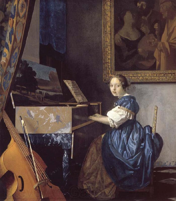 JanVermeer A Young Woman Seated at a Virginal Germany oil painting art