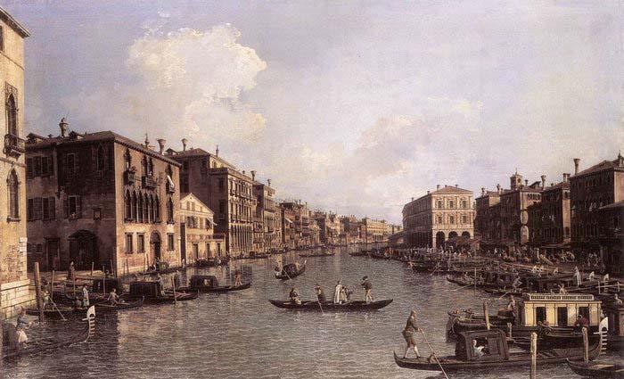 Canaletto Grand Canal: Looking South-East from the Campo Santa Sophia to the Rialto Bridge Norge oil painting art