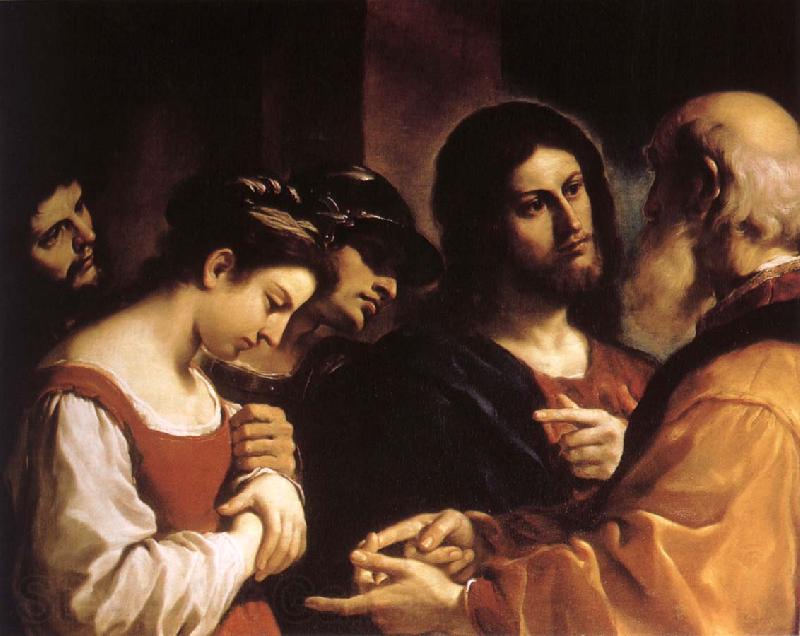 GUERCINO Jesus and aktenskapsbryterskan Spain oil painting art