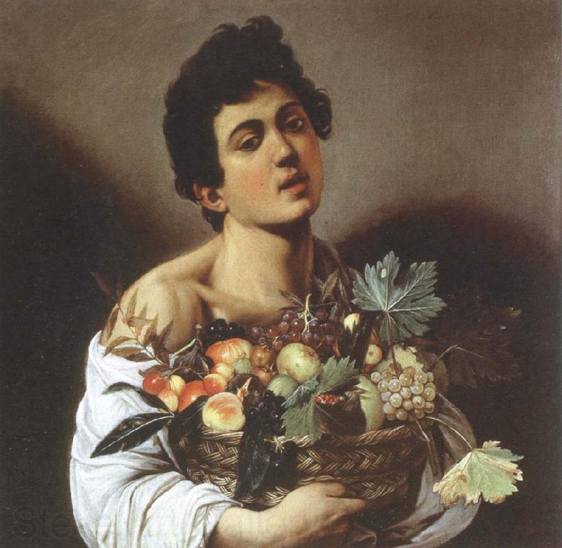 Caravaggio boy with a basket of fruit France oil painting art