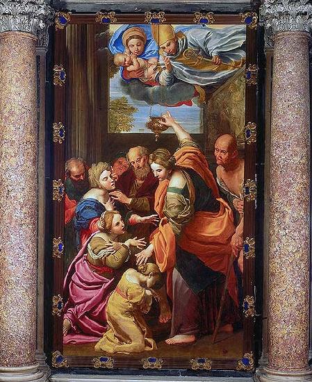 Domenichino Apparition of the Virgin and Child and San Gennaro at the Miraculous Oil Lamp France oil painting art