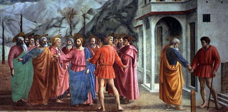 MASACCIO The Tribute Money, fresco in the Brancacci Chapel in Santa Maria del Carmine, Florence Spain oil painting art