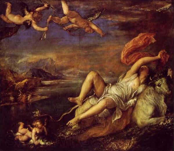 Titian The Rape of Europa  is a bold diagonal composition which was admired and copied by Rubens. Norge oil painting art
