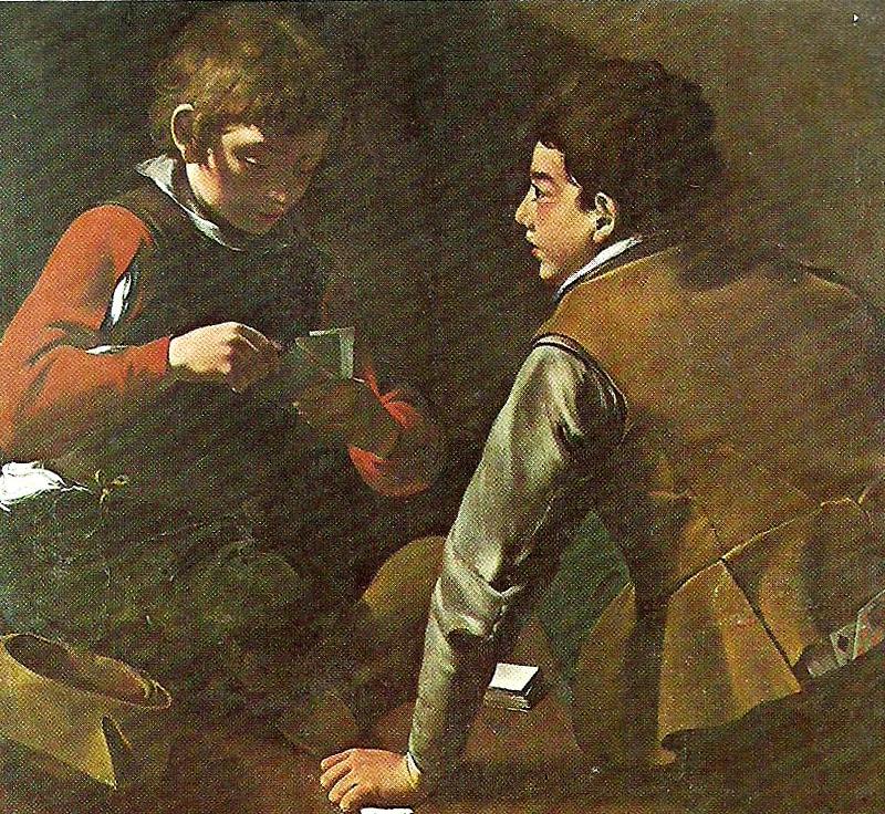 Caravaggio card-players, c Norge oil painting art