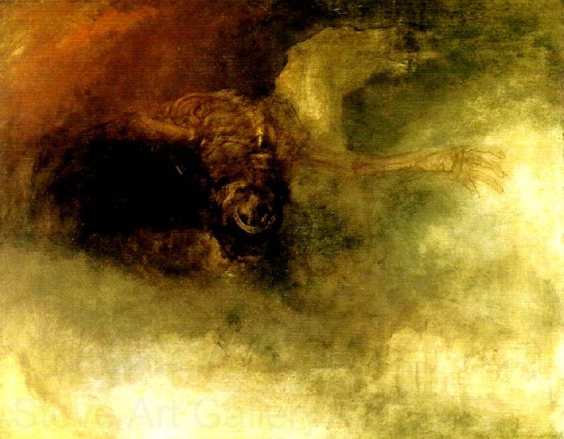 J.M.W.Turner a skeleton falling off a horse in mid-air