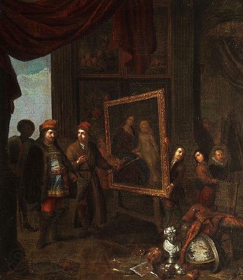 Anonymous A nobleman visits an artist in his studio Spain oil painting art